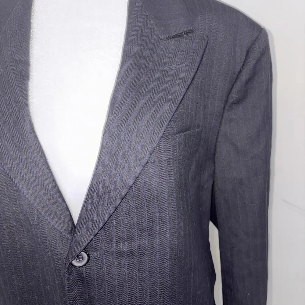 ZARA MEN'S SZ 44 F/W 2018 SPORT COAT BLAZER JACKET OFFICE BLACK BLUE PINSTRIPE